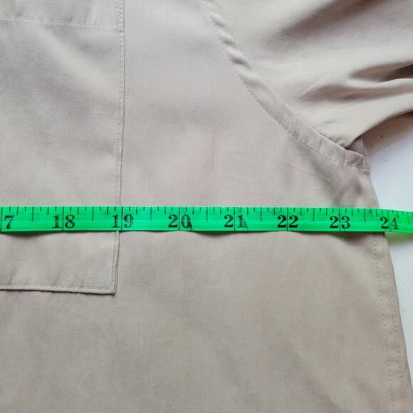Brandini Beige Long Sleeve‎ Soft Comfort Dress Professional Button Up Shirt - L - Picture 4 of 5